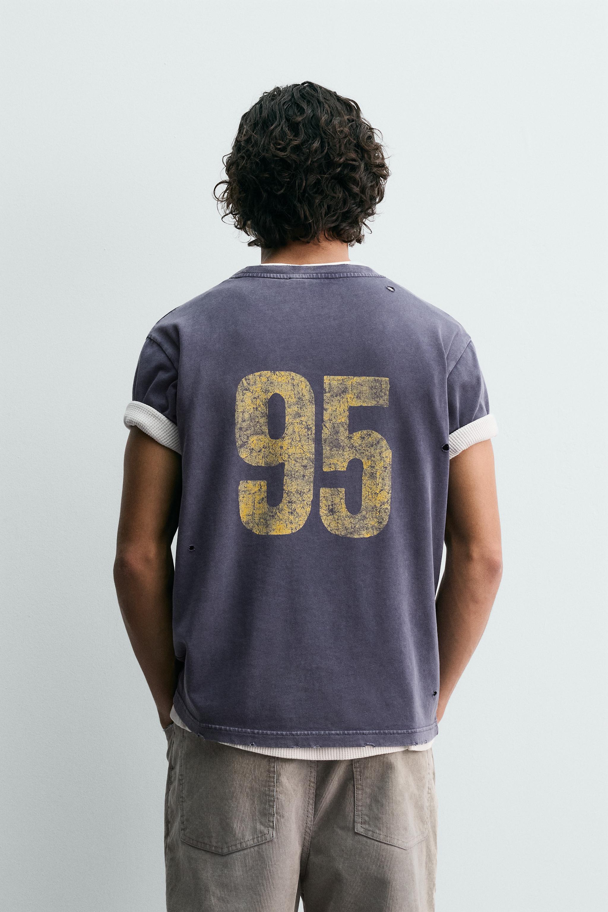 WASHED NUMBER PRINT T-SHIRT